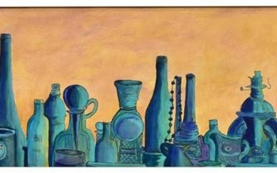JUDY COPELAND (B.1943) COLLECTION OF BLUE BOTTLES