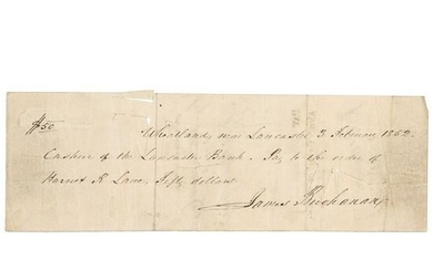 James Buchanan and Harriet Lane Autograph Check Signed