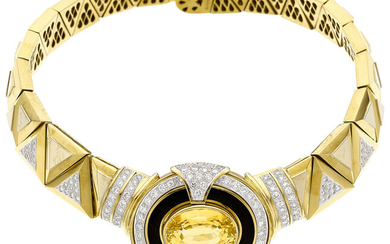 Joe Pacetti Yellow Sapphire, Diamond, Enamel, Gold Necklace Stones:...