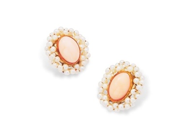 John Donald: A pair of coral and pearl earrings
