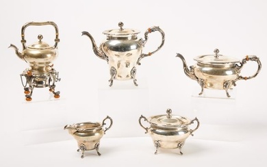 Joseph Sanders - George II Five Piece Silver Tea Set