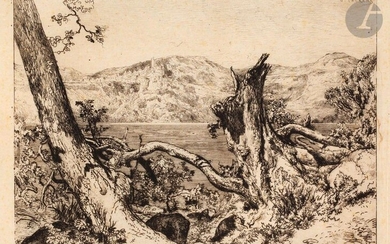 Jules Laurens (1825-1901) Le Lac de Némi....