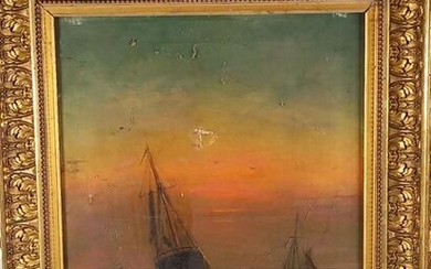 Jules NOEL (1810-1881) bateaux au crepuscule... - Lot 30 - Richard Maison de ventes