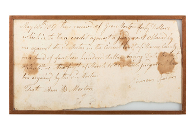 KENTON, Simon (1755-1836). Manuscript receipt signed ("Simon Kenton"), 18 May 1817.
