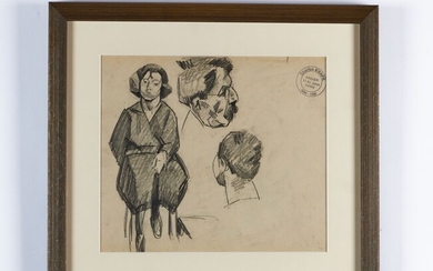 KVAPIL Charles (1884-1957) "Autoportrait et étude de personnage" Porte le cachet de l'atelier en haut...