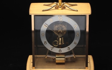 Kieninger & Obergfell Gold Tone and Glass Case Mantel Clock