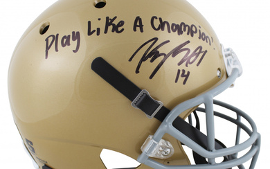 Kyle Hamilton Signed Notre Dame Fighting Irish Full-Size Authentic On-Field Helmet Inscribed "Play Like A Champion" (Beckett)