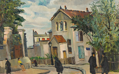 LOÏS MAILOU JONES (1905 - 1998) La Butte, Montmartre, Paris. Oil on line...