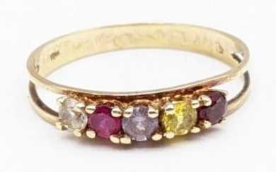 Ladies 10K Yellow Gold Multi Gemstone Ring