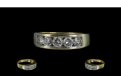 Ladies 18ct Gold Good Quality Five Stone Diamond Set Ring, m...