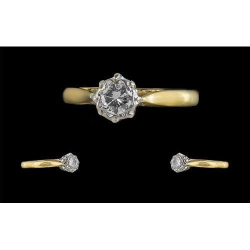 Ladies 18ct Gold Single Stone Diamond Set Ring, marked 18ct,...