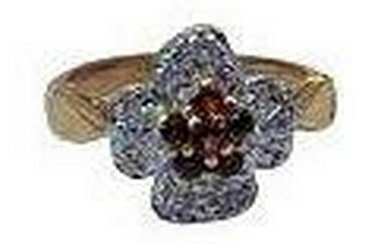 Ladies Red Diamond Polished Centre Stone Ring With Swarovski Crystals -Size 8