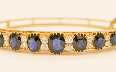 Lady's Sapphire & Diamond 14k Bangle Bracelet