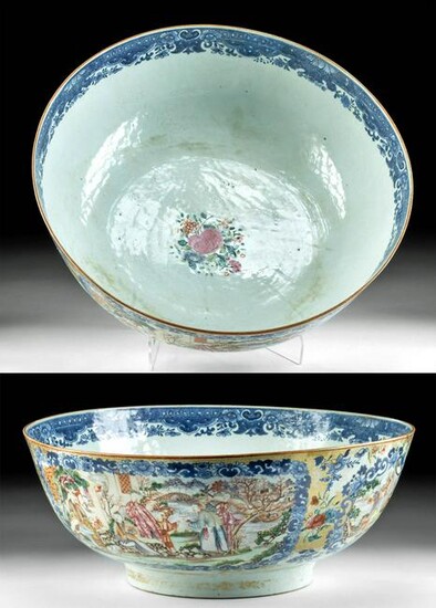 Large 18th C. Chinese Qing Dynasty Gilt Porcelain Bowl