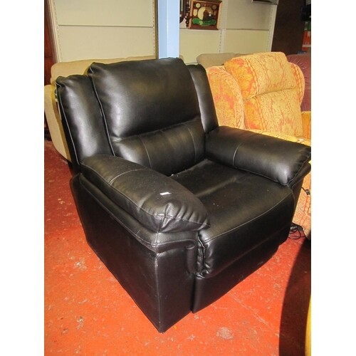 Large Black Leather Arm Chair.
