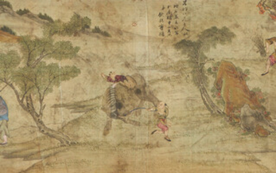 Large Qing Panoramic Chinese Scroll Painting