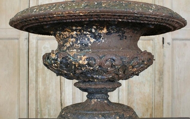 Late 19th C. Victorian Cast Iron Garden Urn