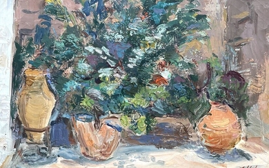 Leo Kahn , 1893-1983, Plant Pots in Garden