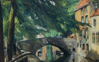Léo Mechelaere (1880-1964), Groene Rei in Bruges, 65 x 75 cm
