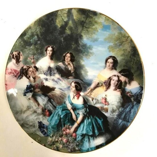 Limoges Porcelain Display Portrait Plate, 19thc Ladies