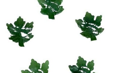 Lot Of 5 Canadian Jade Maple Leaves