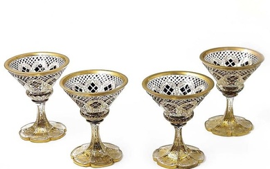 Lot Of Four Victorian Overlay Glasses With Enameling