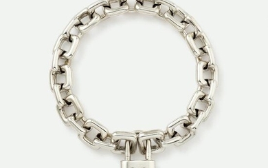 Louis Vuitton, White gold 'Padlock' charm bracelet