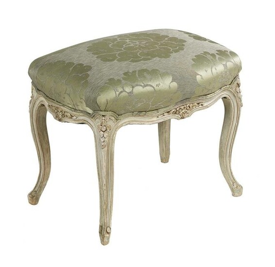 Louis XV-Style Argente and Polychromed Stool