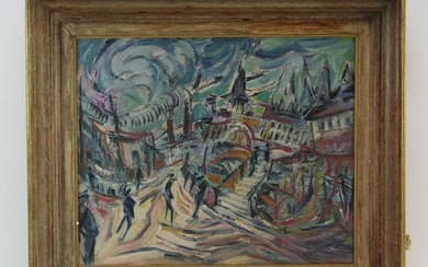 Ludwig Meidner, Cityscape, Oil on Canvas