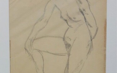 MARQUET Albert (1875-1947) Etude de nu féminin se tenant le genou. Dessin au crayon sur...