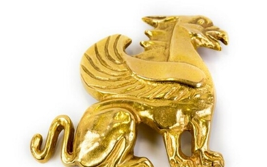MMA 14k Yellow Gold Griffin Art Pendant Pin Brooch