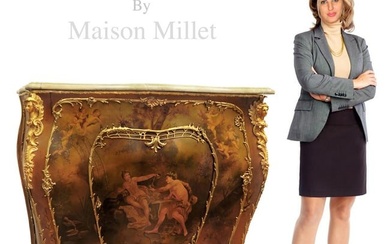 Maison Millet Figural Gilt Bronze Vernis Martin Cabinet