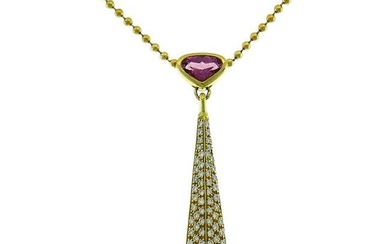 Marina B Yellow Gold Pendant Necklace with Pink