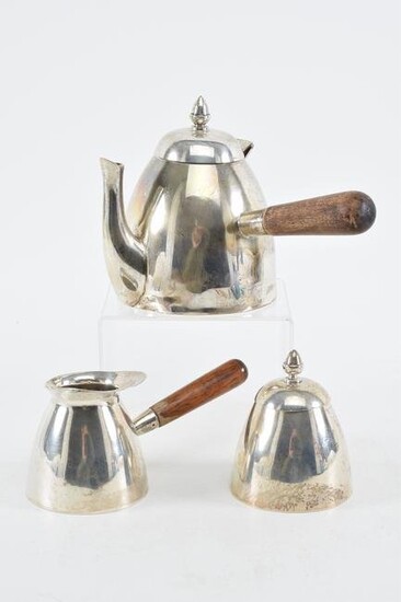 Mexico. Sterling silver three piece tea set. Marked