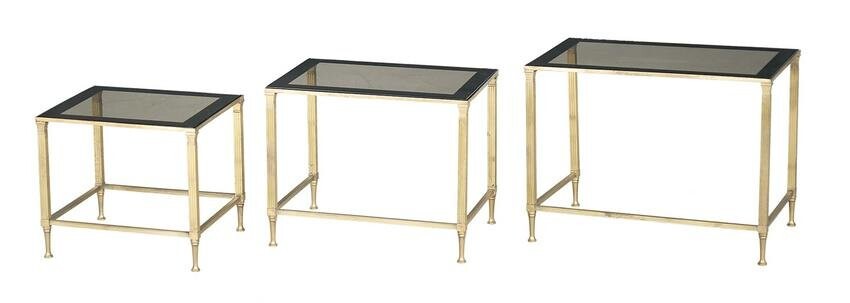 Mid-Century French Glass-Top Nesting Tables