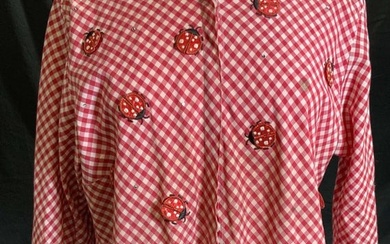 Mili Ladybug Applique Checkered Shirt