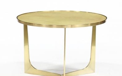Modern Brass and Vellum Cocktail Table