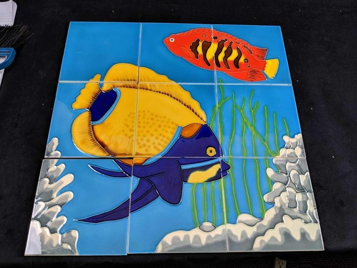 Modern Colorful Angel Fish Mosaic.