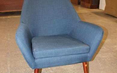 Modern design lounge chair in the blue tweed style upholstery
