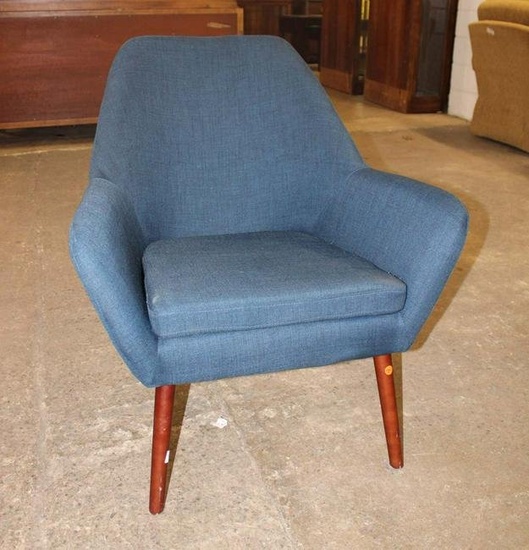 Modern design lounge chair in the blue tweed style upholstery