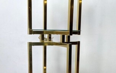 Modernist Gold Tone & Glass Column Form Etagere Display