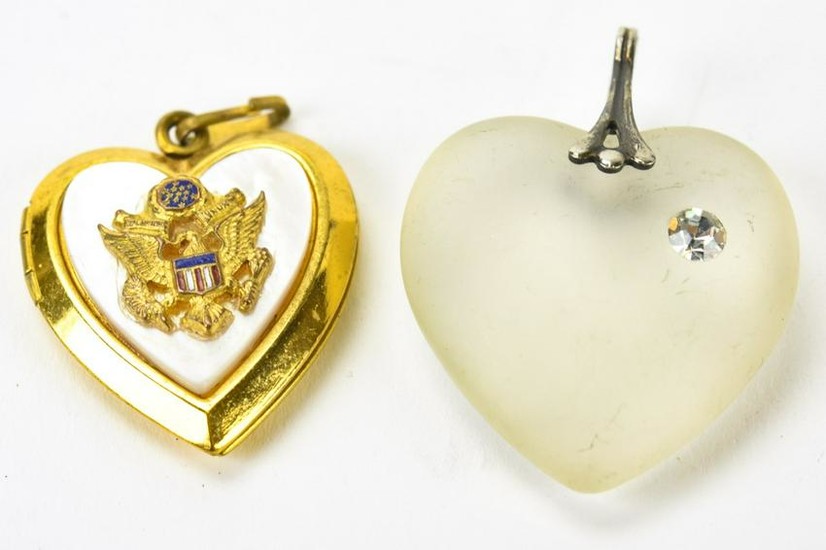 Mother of Pearl Military Locket & Heart Pendant