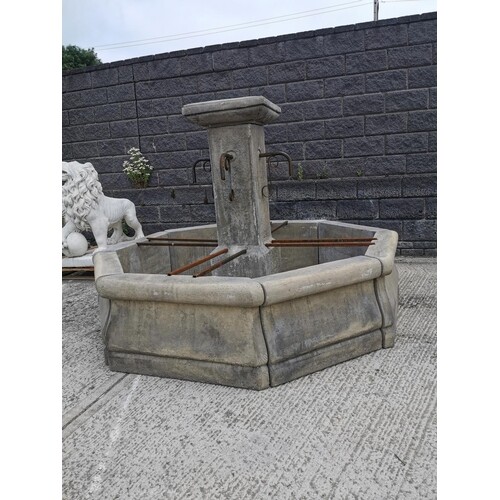 Moulded stone Portuguese fountain {146 cm H} with surround {...