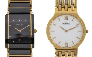 Movado & Rado Swiss Designer Wristwatches 2pc. LOT