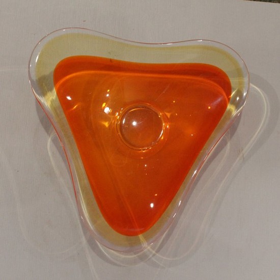 Murano Italian Art Glass Orange Large Free Form Bowl