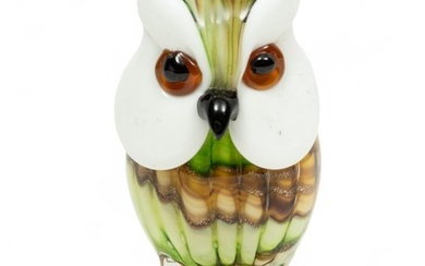 Murano (Italy) Blown Glass Owl H 6"
