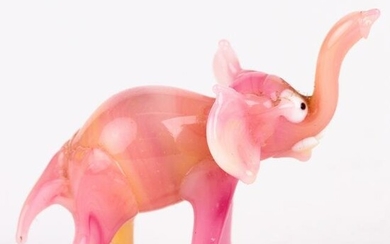 Murano Venetian Glass Sculpture Pink Elephant