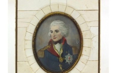 Naval interest oval portrait miniature of Nelson housed in a...