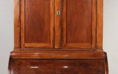 Neoclassical Mahogany Cylinder-Front Bookcase