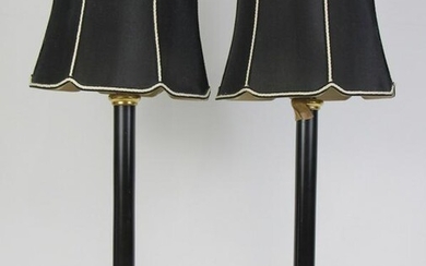 PAIR OF BLACK & GOLD WOODEN LAMPS
